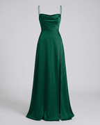 Elegant Maxi Kjole til Damer med Slids | Satinkjole til Dimission, Sommerfest & Bryllupsgæst
