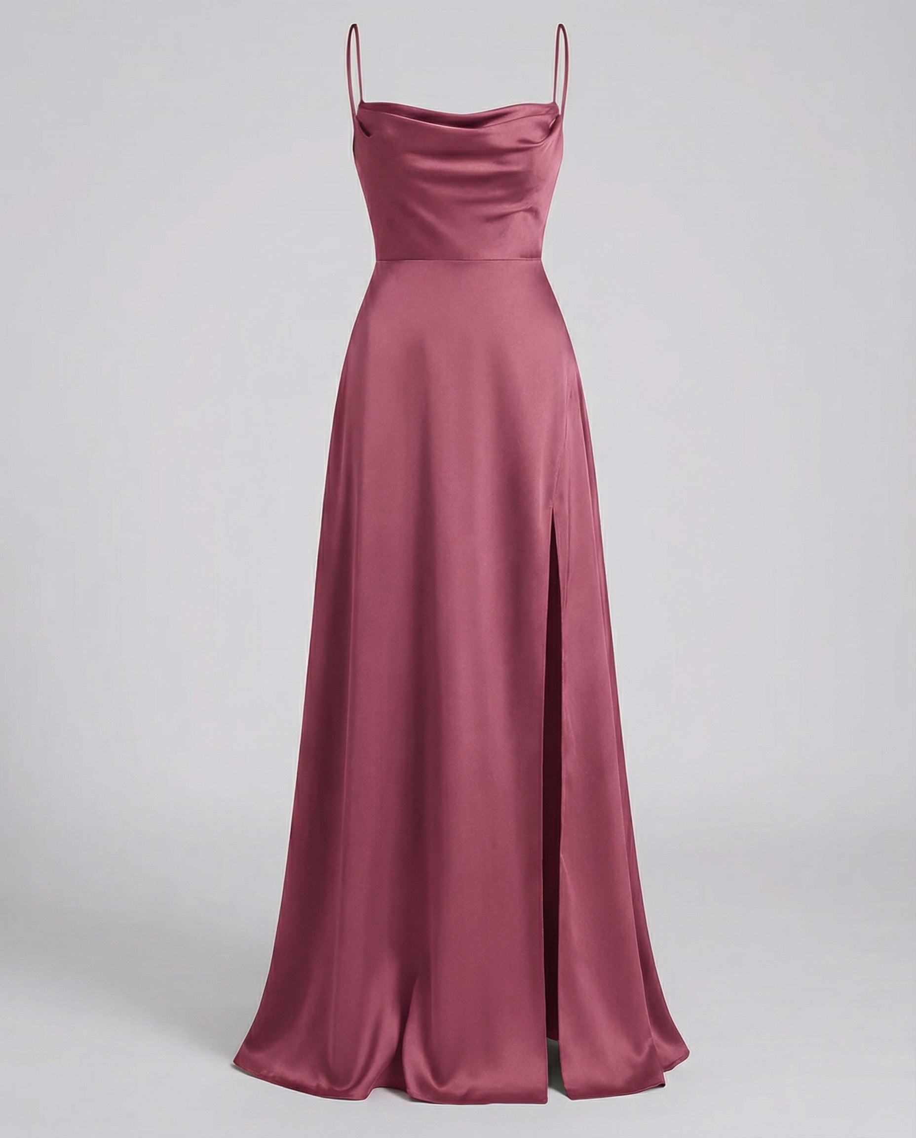 Elegant Maxi Kjole til Damer med Slids | Satinkjole til Dimission, Sommerfest & Bryllupsgæst
