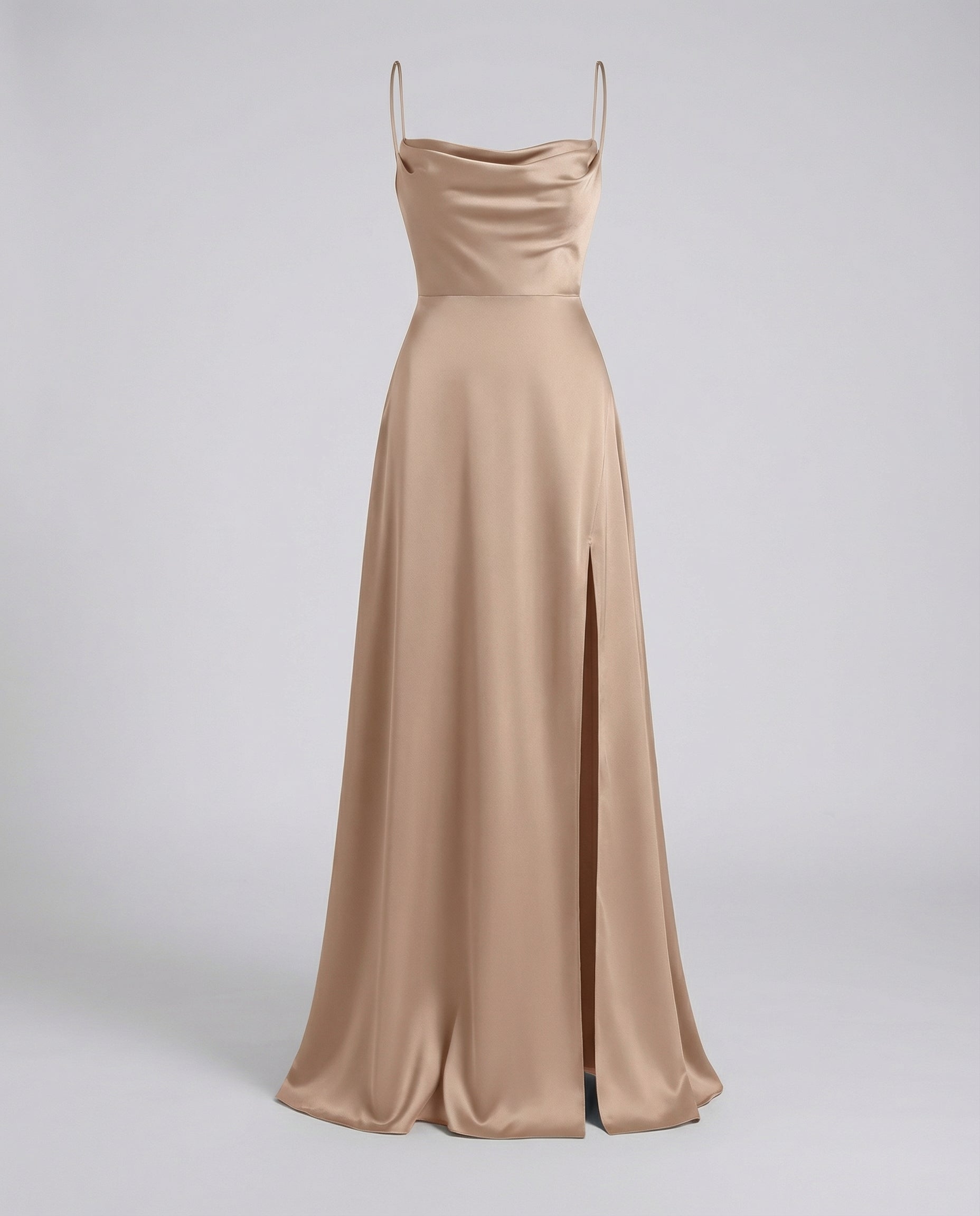 Elegant Maxi Kjole til Damer med Slids | Satinkjole til Dimission, Sommerfest & Bryllupsgæst