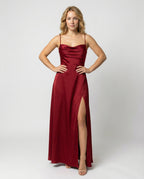 Elegant Maxi Kjole til Damer med Slids | Satinkjole til Dimission, Sommerfest & Bryllupsgæst