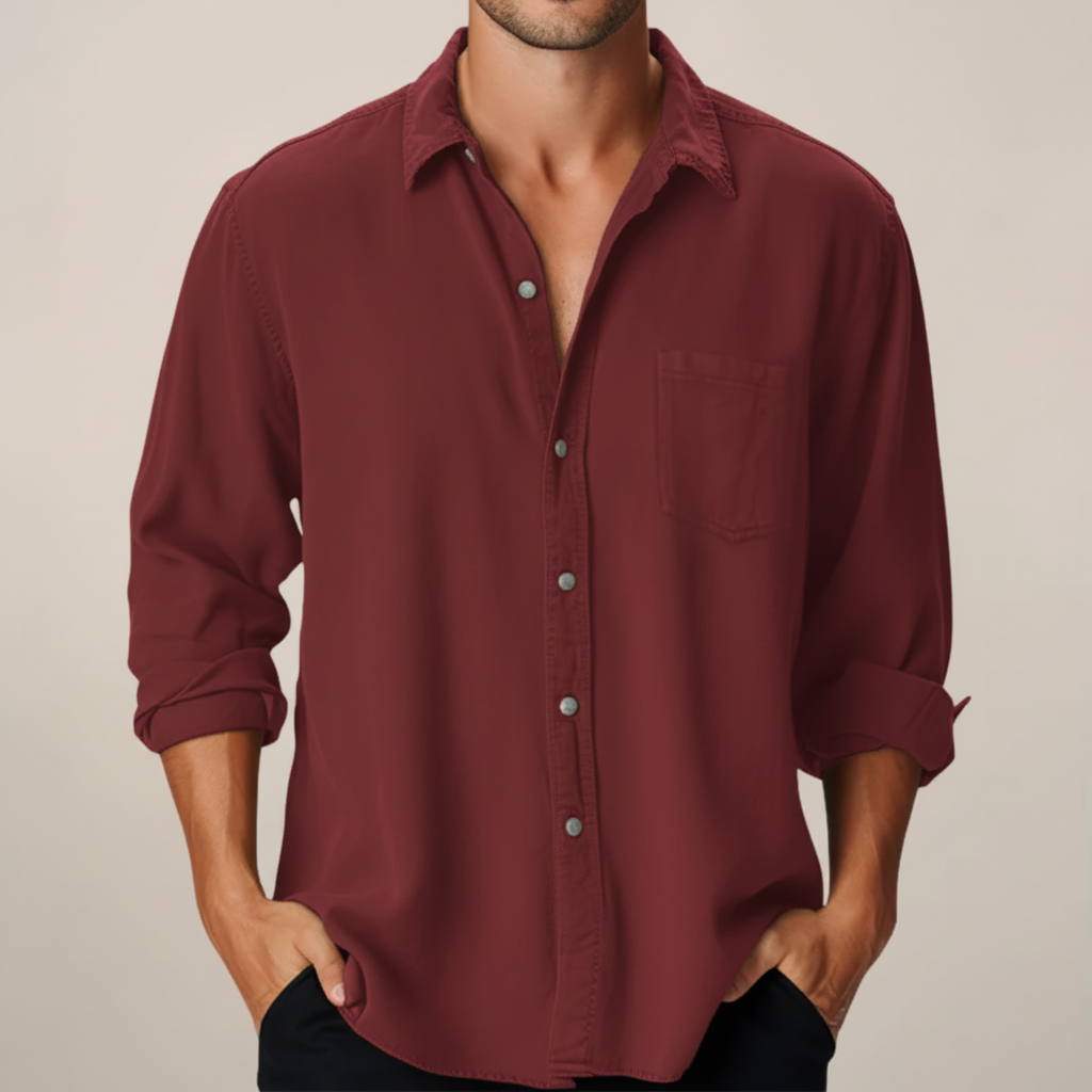 Herre Classic Langærmet Skjorte – Smart Button-Up til Hverdagsstil