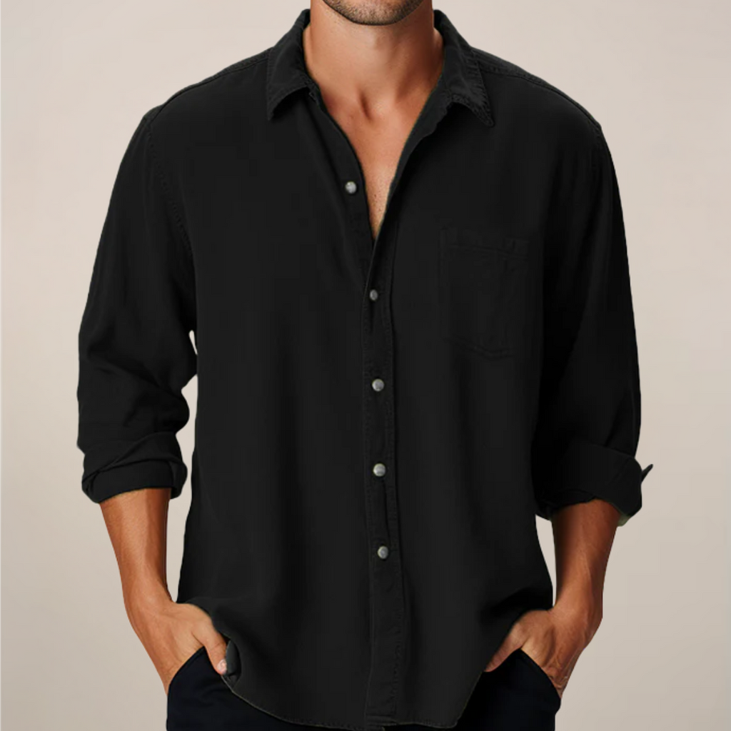Herre Classic Langærmet Skjorte – Smart Button-Up til Hverdagsstil