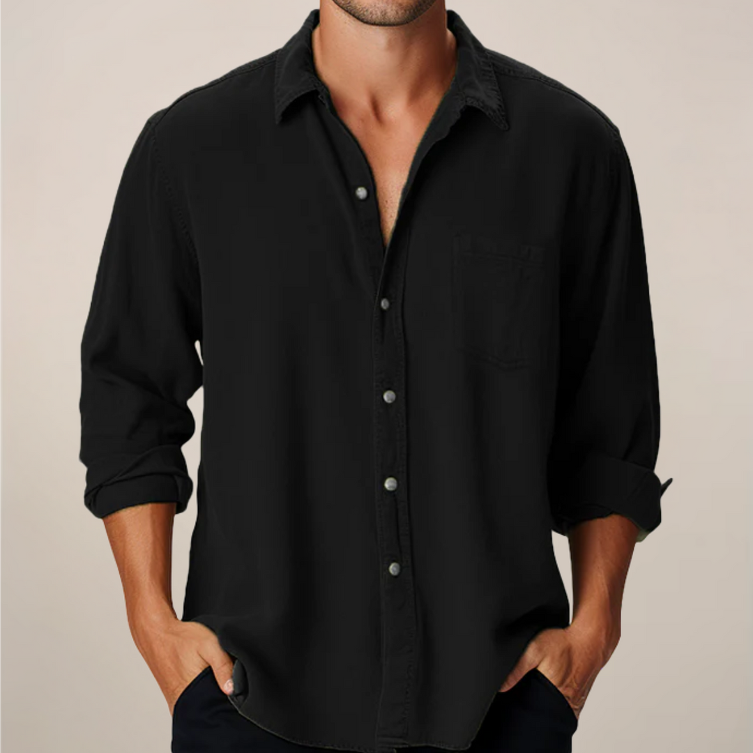 Herre Classic Langærmet Skjorte – Smart Button-Up til Hverdagsstil