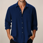 Herre Classic Langærmet Skjorte – Smart Button-Up til Hverdagsstil