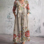 Dame Sommerkjole Med Let V-Udskæring Og Blomsterprint