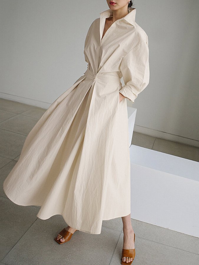Elegant Kjole til Dame i Vintage Stil Let Stof Tidøs