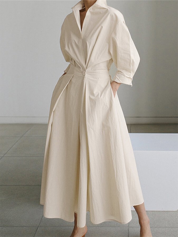 Elegant Kjole til Dame i Vintage Stil Let Stof Tidøs