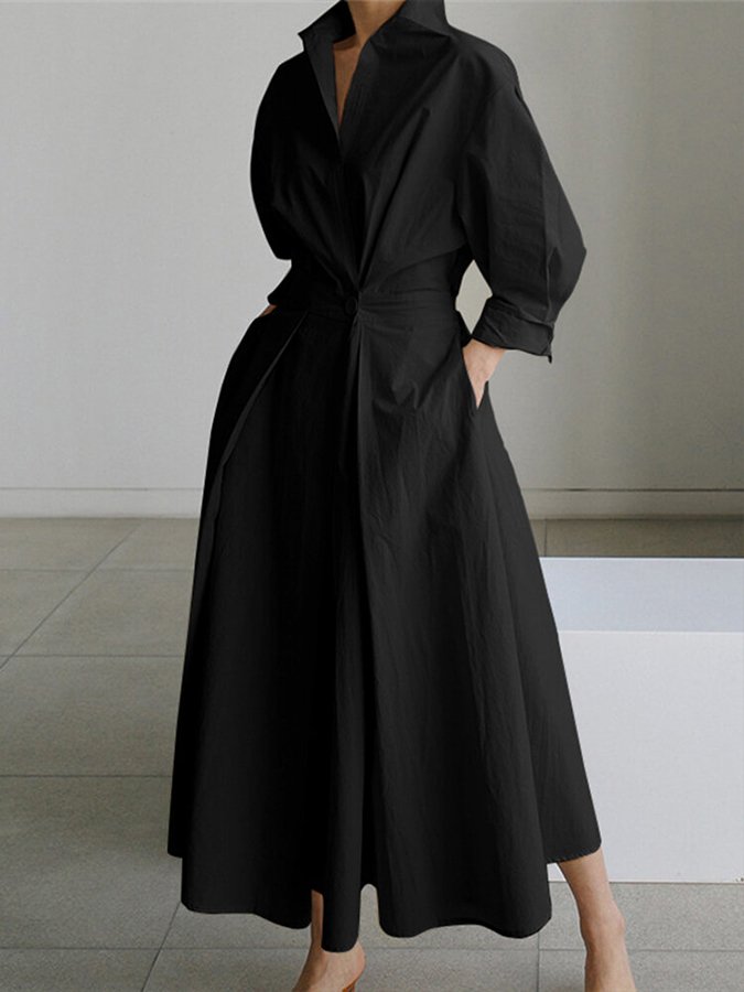 Elegant Kjole til Dame i Vintage Stil Let Stof Tidøs
