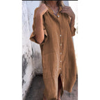 Hør Skjorte Kjole | Boho Strandkjole med Knapper & Afslappet Pasform
