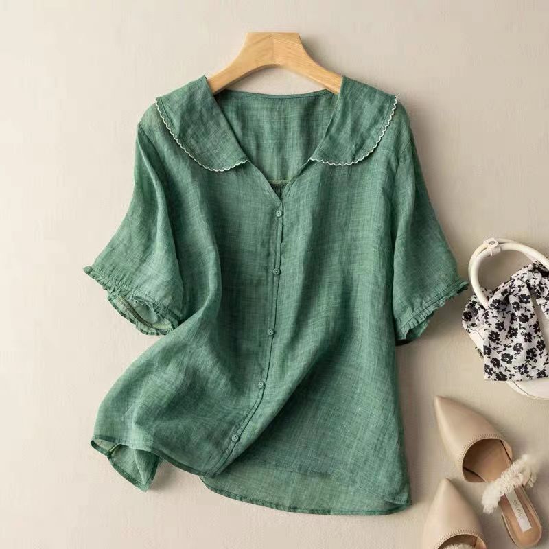 Kristi | Vintage Bluse med Knap Detalje