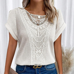 THYMORA | Stilfuld Top med Blonde Detalje