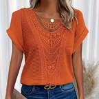 THYMORA | Stilfuld Top med Blonde Detalje