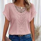 THYMORA | Stilfuld Top med Blonde Detalje