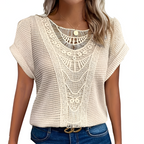 THYMORA | Stilfuld Top med Blonde Detalje