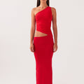 Lang One-Shoulder Maxi Kjole med Cut-Out | Dimissions- & Sommerkjole