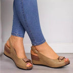 Peep-Toe Kilehæl Slingback Sandaler med Spænde | Komfort Platform Sommer & Hverdag