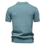 Kortærmet Strik Polo T-shirt til Herrer | Tekstureret Ensfarvet Design