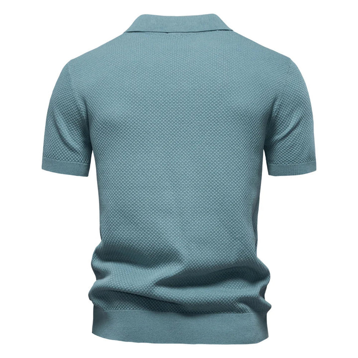Kortærmet Strik Polo T-shirt til Herrer | Tekstureret Ensfarvet Design