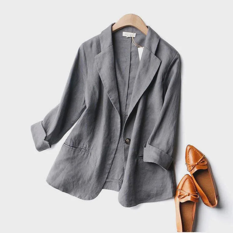 Linned Blazer Blød Let Sommerjakke