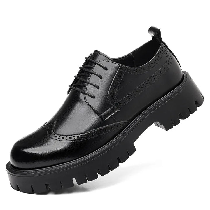 Luksus Oxford Elevator Dress Sko med Skjult Hæl | Brogue Wingtip og Chunky Platform