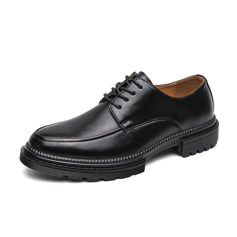 Læder Oxford Dress Sko med Platform Sål | Klassisk Snørebånd Formelt Sko
