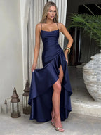 Satin Maxi Kjole med Slids | Elegant Bryllupsgæst- & Dimissionskjole