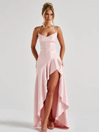 Satin Maxi Kjole med Slids | Elegant Bryllupsgæst- & Dimissionskjole