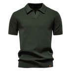 Kortærmet Strik Polo T-shirt til Herrer | Tekstureret Ensfarvet Design