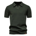 Kortærmet Strik Polo T-shirt til Herrer | Tekstureret Ensfarvet Design