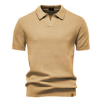 Kortærmet Strik Polo T-shirt til Herrer | Tekstureret Ensfarvet Design