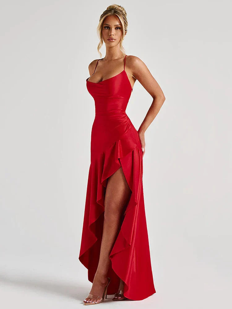 Satin Maxi Kjole med Slids | Elegant Bryllupsgæst- & Dimissionskjole