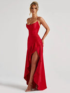 Satin Maxi Kjole med Slids | Elegant Bryllupsgæst- & Dimissionskjole