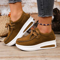 Suede Platform Sneakers med Chunky Sål | Lavskaft Snørebånd Hverdagssko