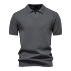Kortærmet Strik Polo T-shirt til Herrer | Tekstureret Ensfarvet Design
