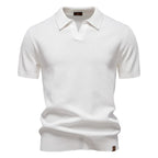 Kortærmet Strik Polo T-shirt til Herrer | Tekstureret Ensfarvet Design