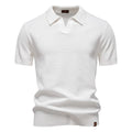 Kortærmet Strik Polo T-shirt til Herrer | Tekstureret Ensfarvet Design