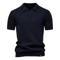 Kortærmet Strik Polo T-shirt til Herrer | Tekstureret Ensfarvet Design