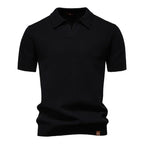 Kortærmet Strik Polo T-shirt til Herrer | Tekstureret Ensfarvet Design
