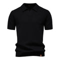 Kortærmet Strik Polo T-shirt til Herrer | Tekstureret Ensfarvet Design