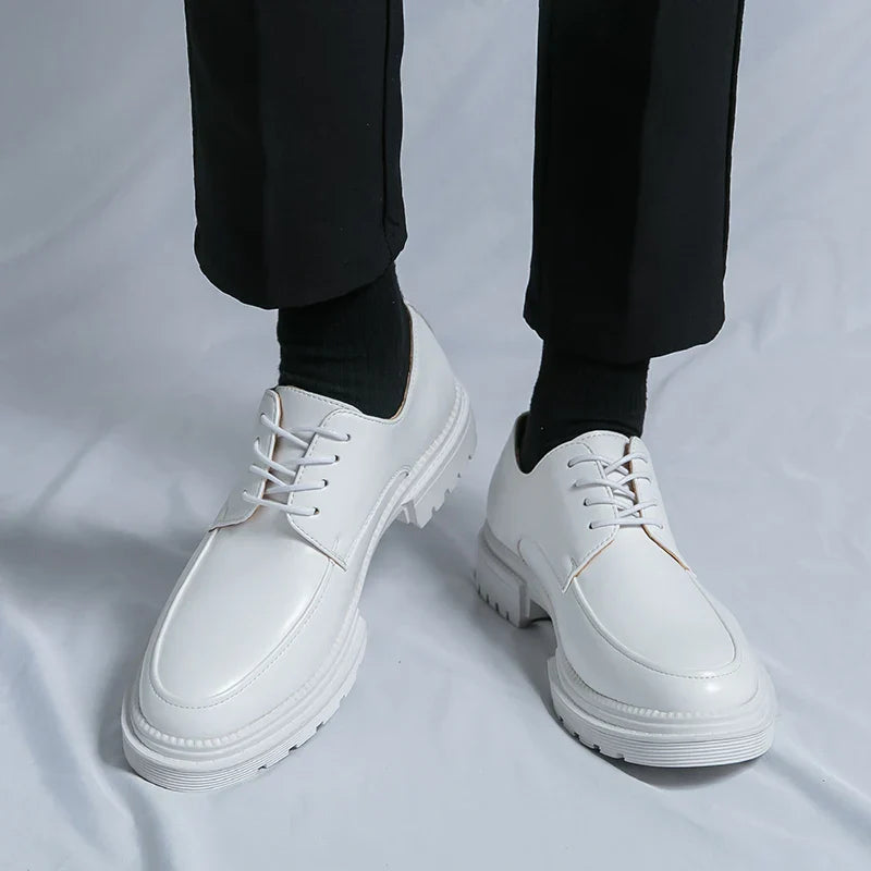 Læder Oxford Dress Sko med Platform Sål | Klassisk Snørebånd Formelt Sko