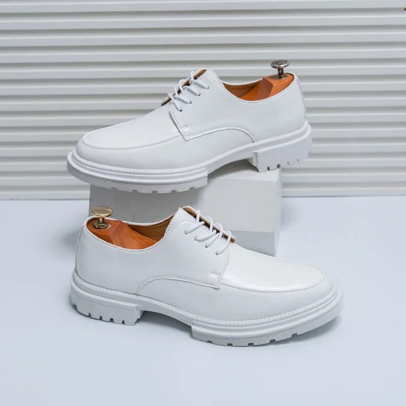 Læder Oxford Dress Sko med Platform Sål | Klassisk Snørebånd Formelt Sko
