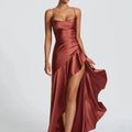 Satin Maxi Kjole med Slids | Elegant Bryllupsgæst- & Dimissionskjole