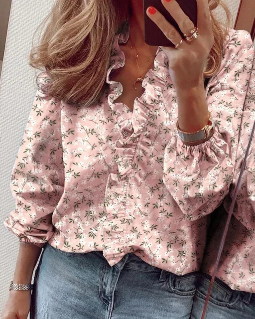 Enola | Feminin Bluse med Legende Flæser