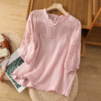 Suzanne | Blomstret Knap-Front Bluse