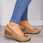 Peep-Toe Kilehæl Slingback Sandaler med Spænde | Komfort Platform Sommer & Hverdag
