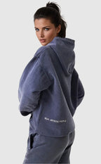 Støvblå Culture Hoodie med Rhinsten-Print | Oversized Streetwear Hættetrøje