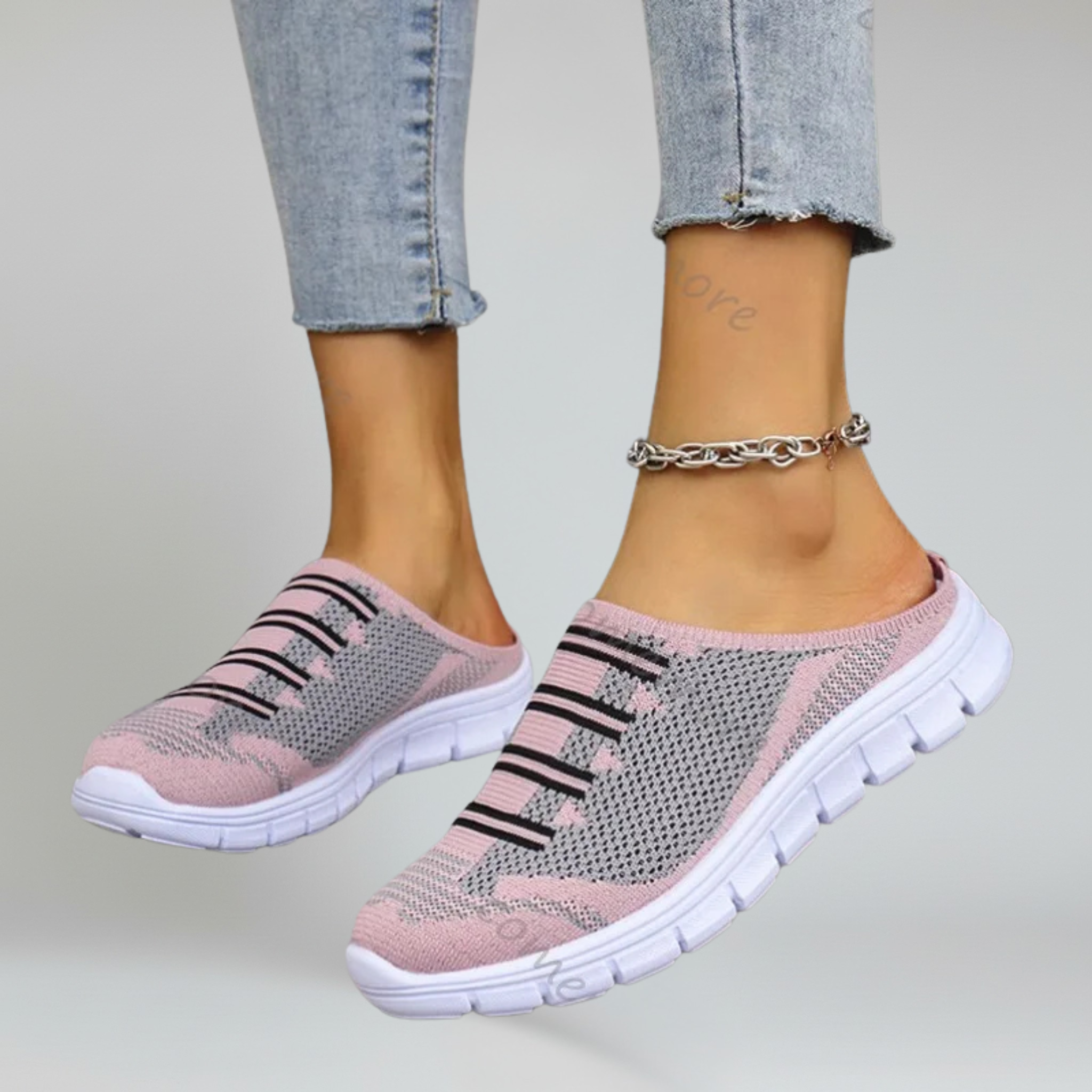 Kvinders Slip-On Gå Mules med Åndbart Air Mesh og Platform Gummisål