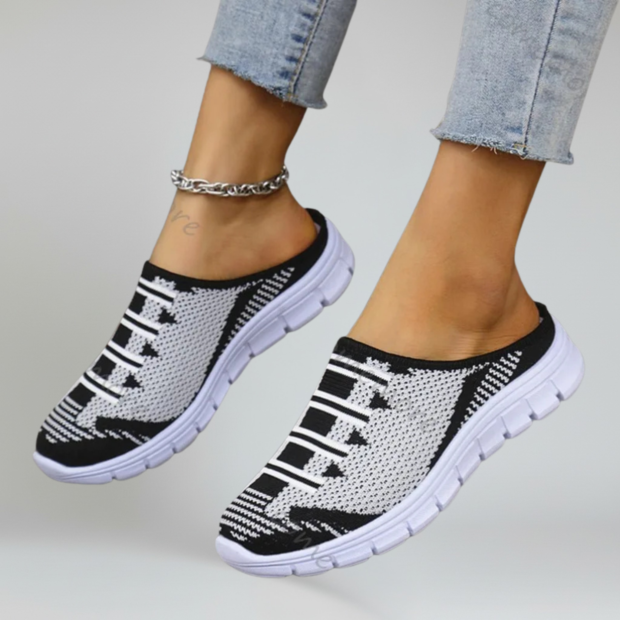 Kvinders Slip-On Gå Mules med Åndbart Air Mesh og Platform Gummisål