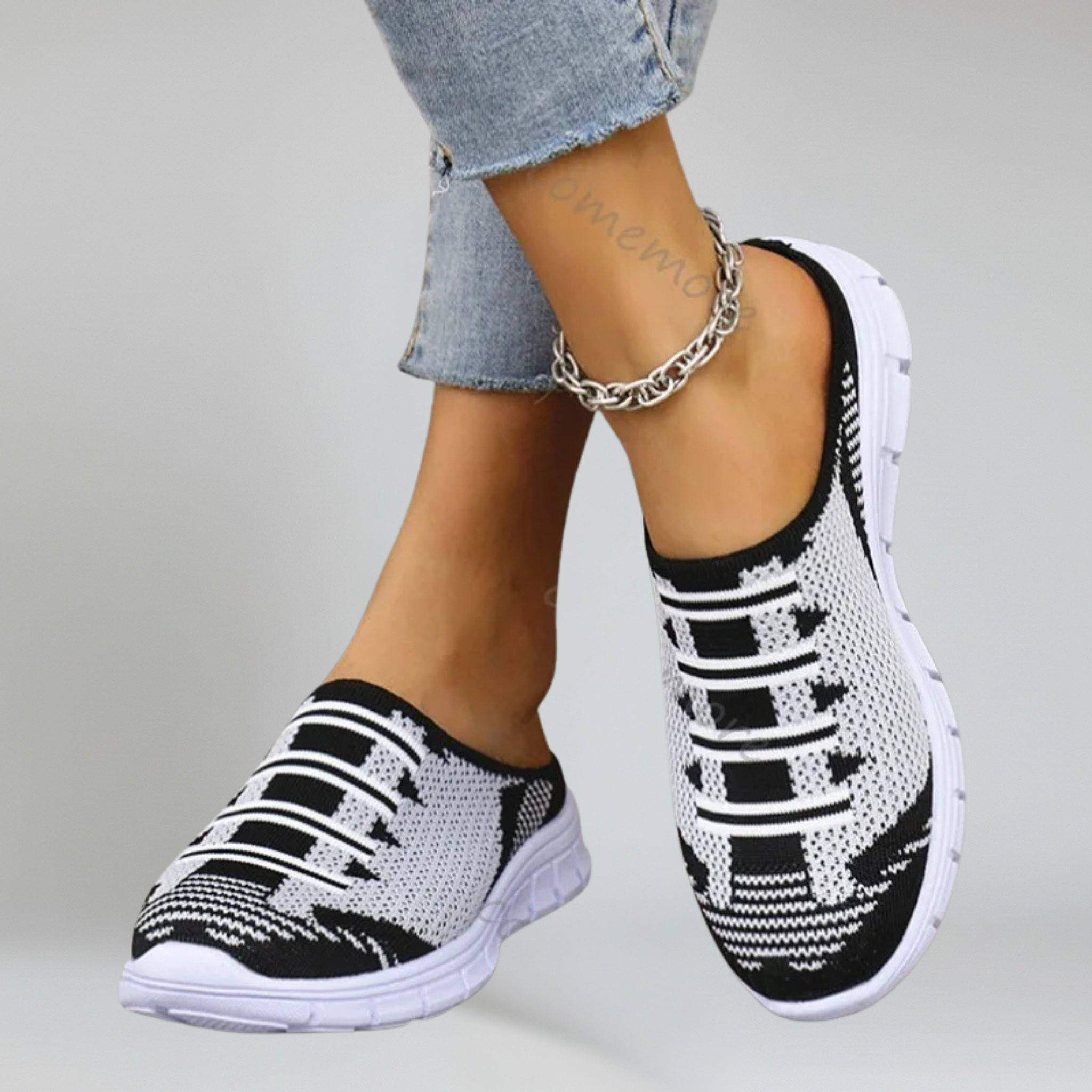 Kvinders Slip-On Gå Mules med Åndbart Air Mesh og Platform Gummisål