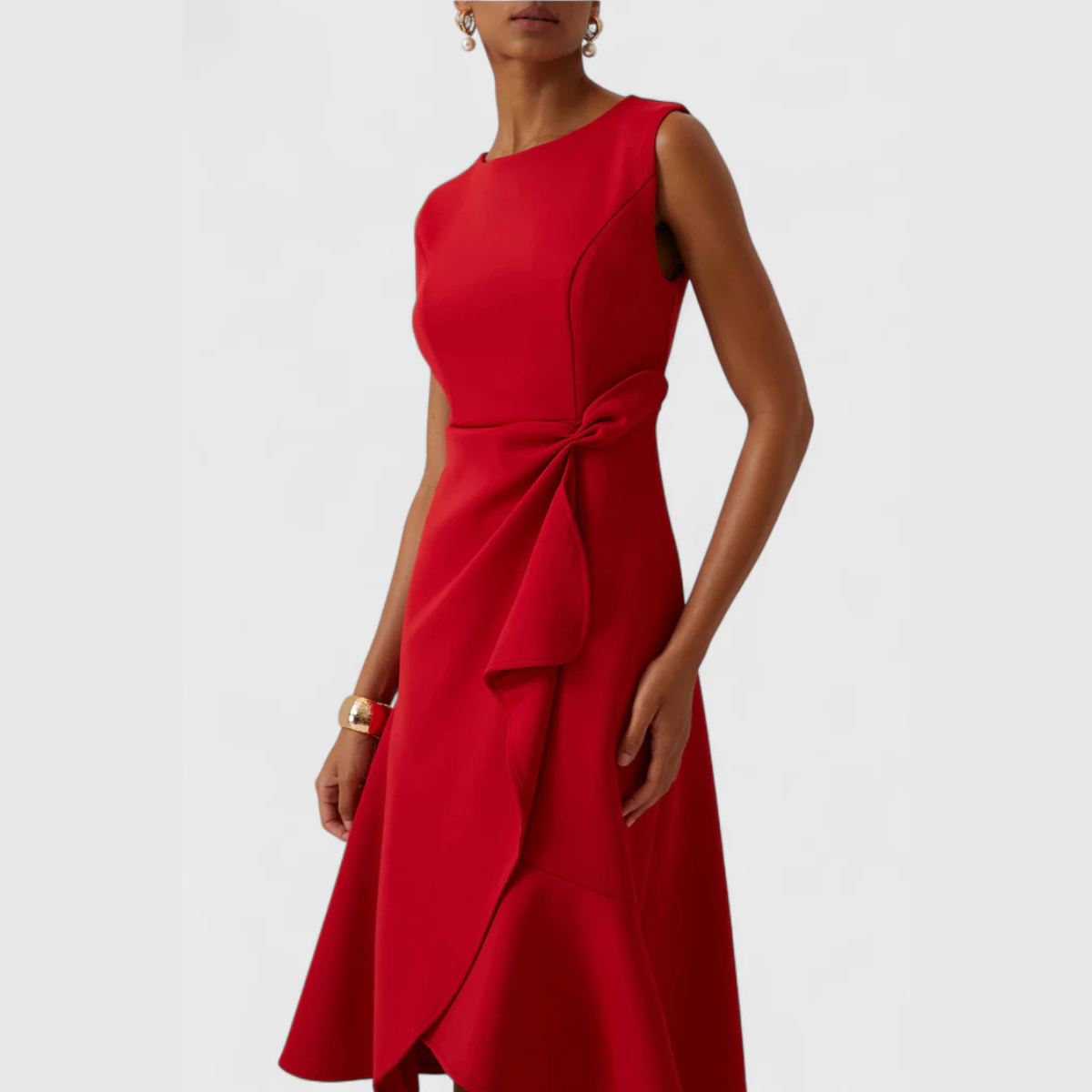 Sheila | Draperet Asymmetrisk Midi Kjole